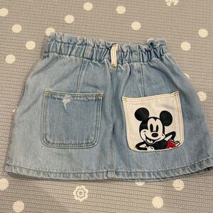 Zara Kids Light Blue Denim Skirt with Mickey Mouse Pocket
